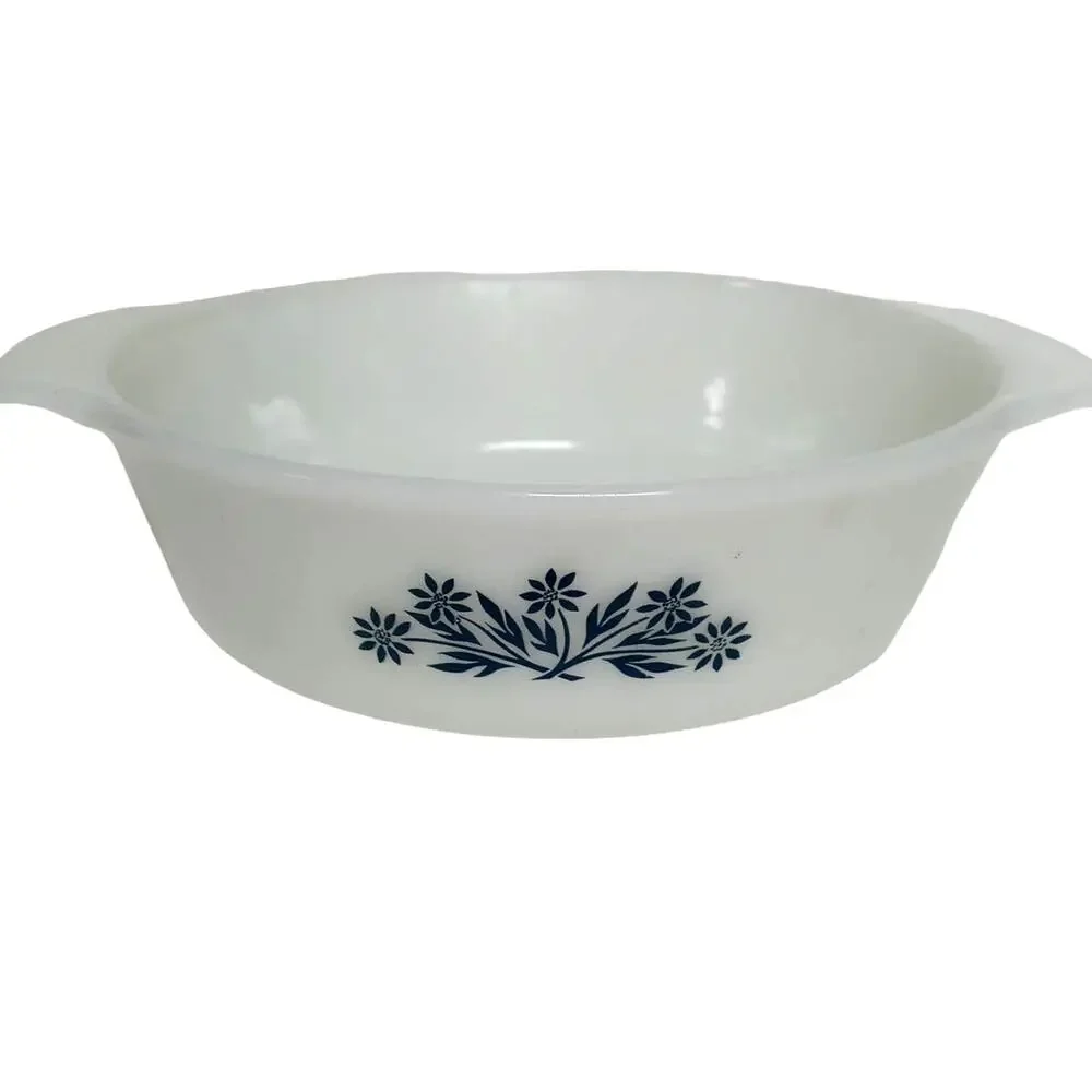 Vintage Cornflower Fire King Anchor Hocking Casserole Dish Blue Milk Glass 1 Qt